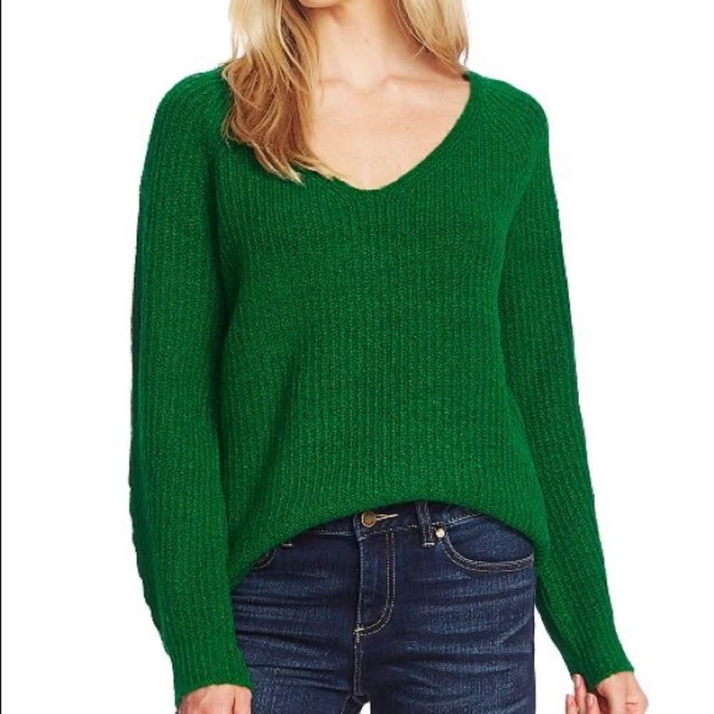 Vince Camuto ribbed v neck sweater